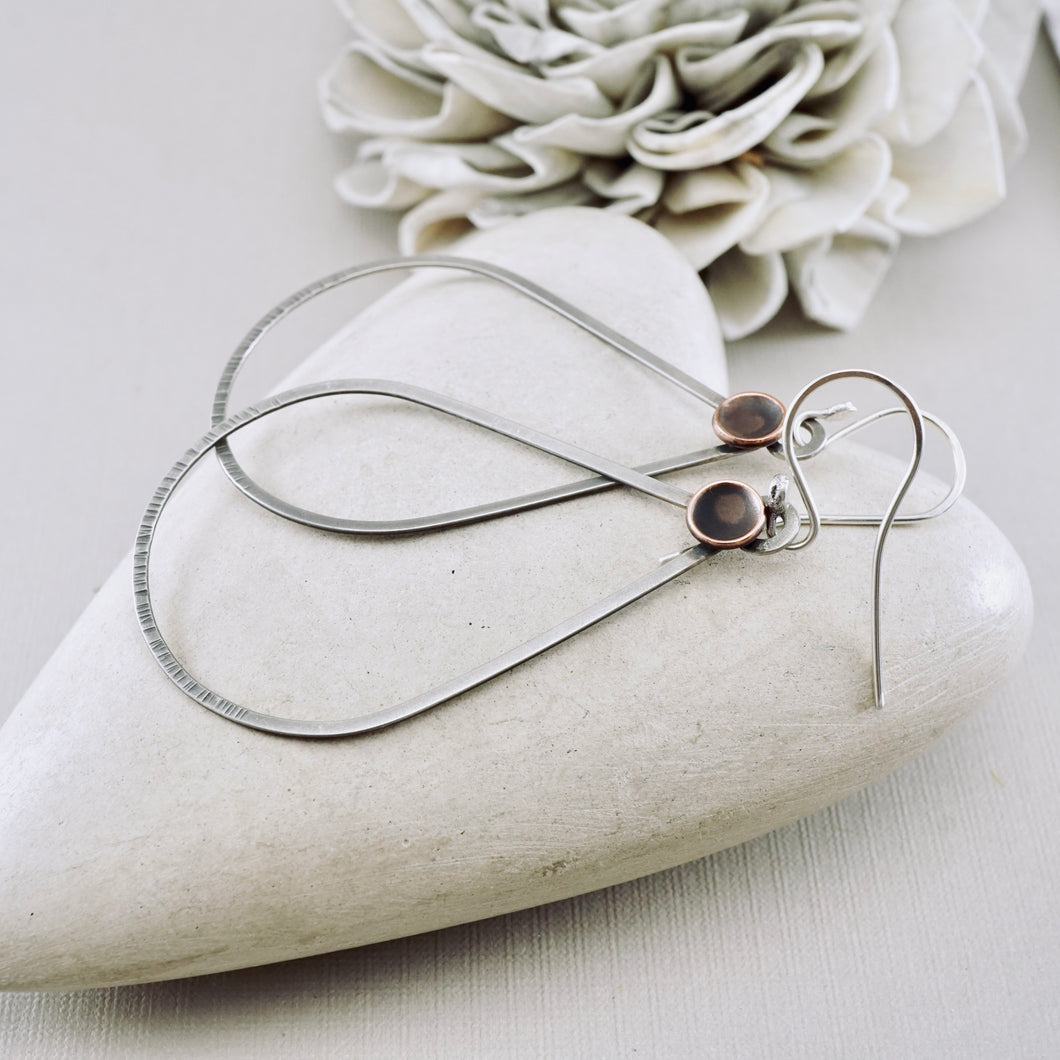 AM – Pod Teardrop Loop Earrings (SS & CU)
