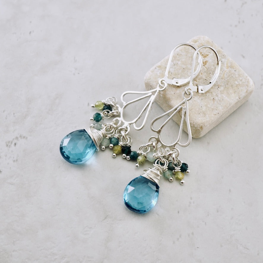 Swiss Blue Topaz Chandelier Earrings