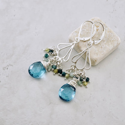 Swiss Blue Topaz Chandelier Earrings