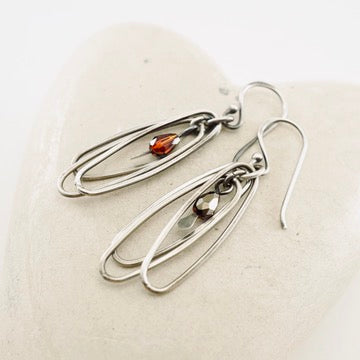 Oval Hoops Trio Crystal Earrings