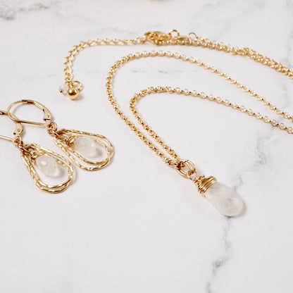 Double Hoop Petite Moonstone Earrings