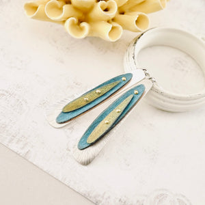 RH - Dragonfly Tapered Double Drop Earrings (Golden & Turquoise)