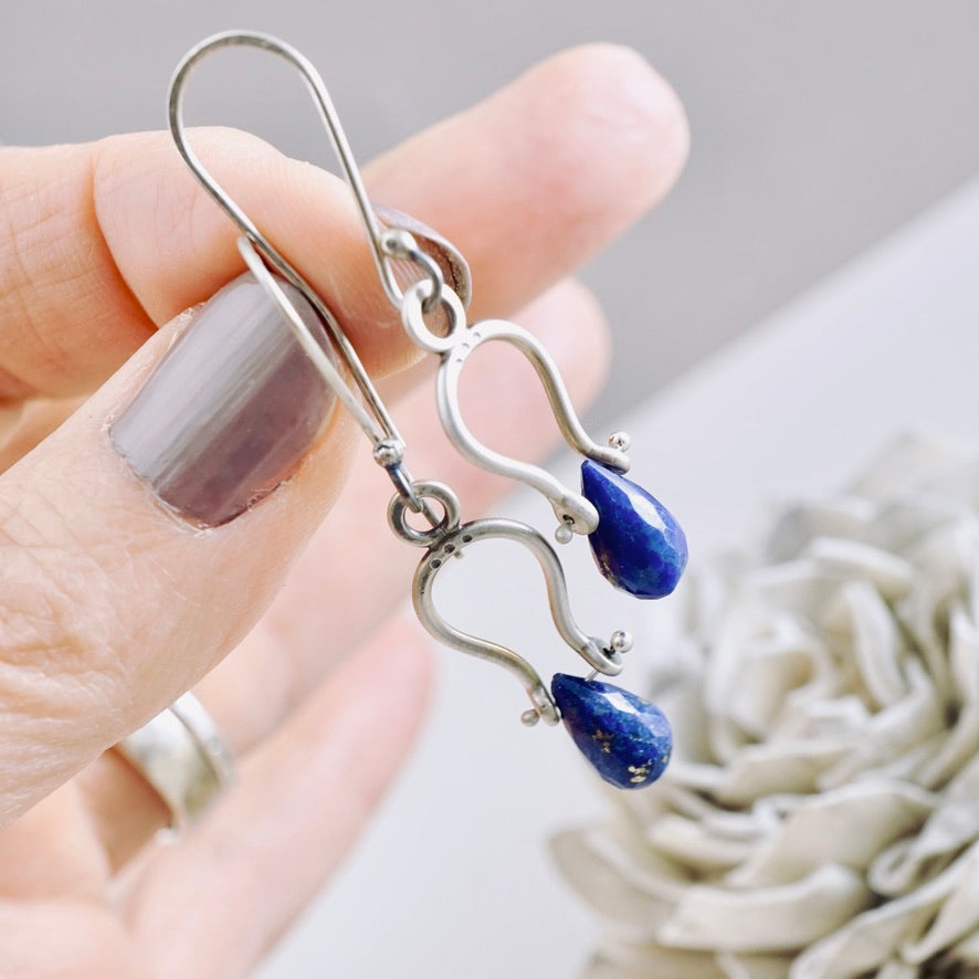 Petite Swings Lapis Drop Earrings