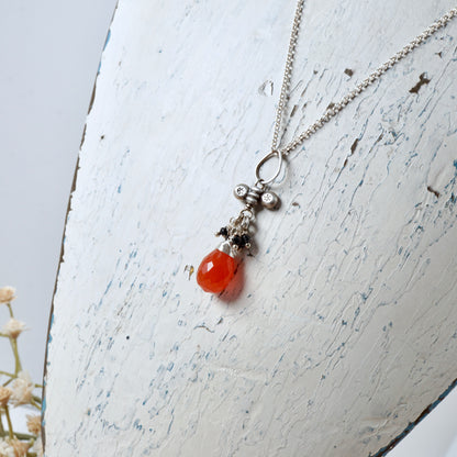 Carnelian & Black Spinel Cluster Pendant