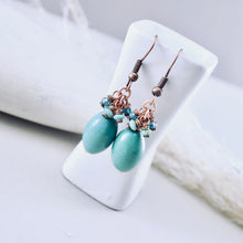 Load image into Gallery viewer, TN Natural Turquoise Barrel Earrings (Copper)