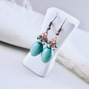 TN Natural Turquoise Barrel Earrings (Copper)
