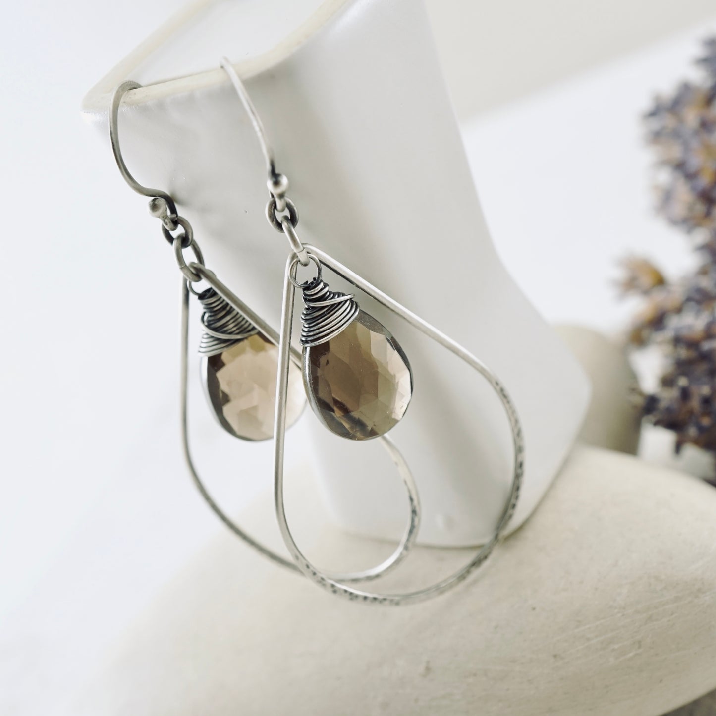 Smoky Quartz Big Hoop Earrings