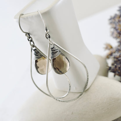 Smoky Quartz Big Hoop Earrings