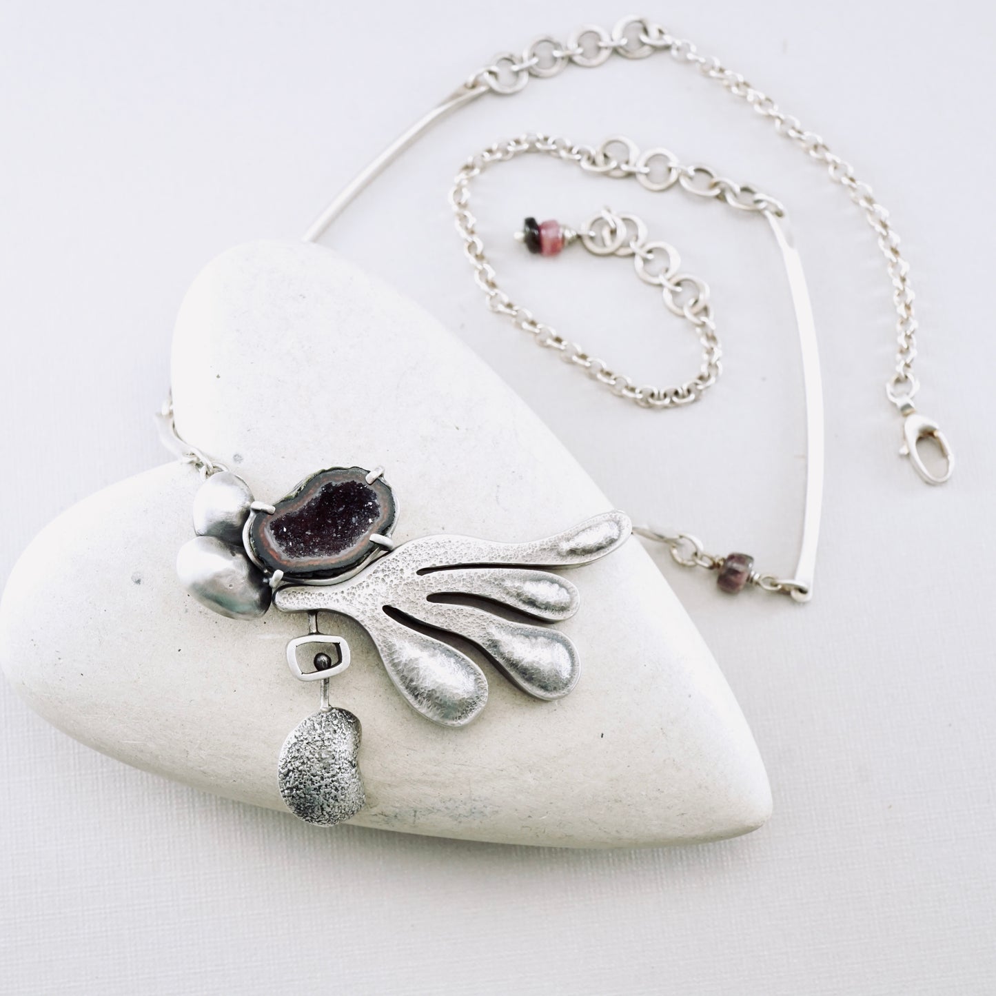 Baby Tobasco Geode & Tourmaline Necklace