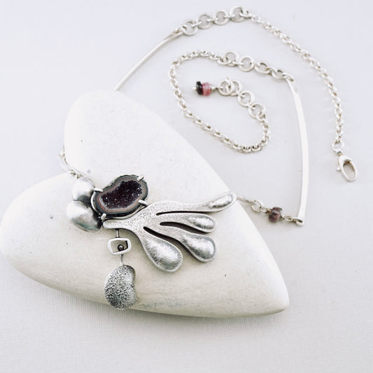 Baby Tobasco Geode & Tourmaline Necklace