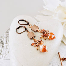 Load image into Gallery viewer, TN Agate &amp; Sunstone Cluster Earrings (Copper)