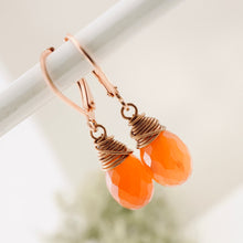 Load image into Gallery viewer, TN Faceted Carnelian Drop Earrings (Copper)