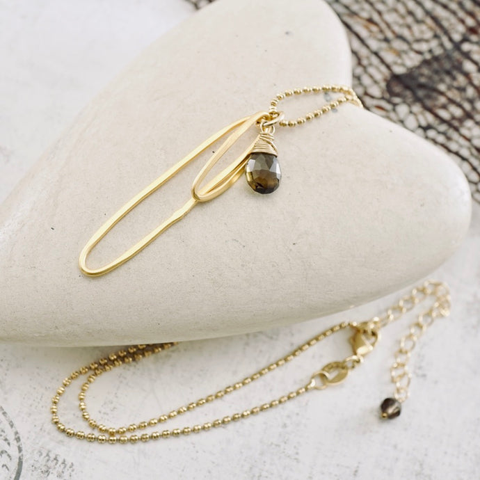 TN Double Hoop Smoky Quartz Pendant (Gold-filled)