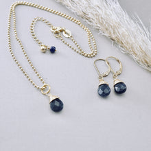 Load image into Gallery viewer, TN Petite Blue Sapphire Drop Earrings (Gold-filled)