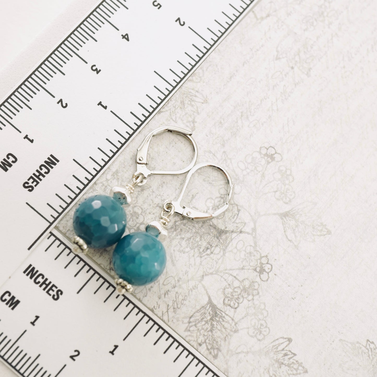 Blue Agate & Silver Earrings