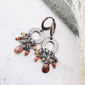 TN Mexican Fire Opal Petite Chandelier Earrings (Copper)