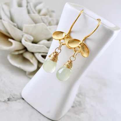 Ladybug Prehnite Drop Earrings