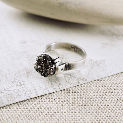 Gray Druzy Statement Ring (Size: 8)