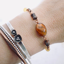 Load image into Gallery viewer, TN Fire Czech Glass Amber Copper Bracelet (Toggle Clasp)