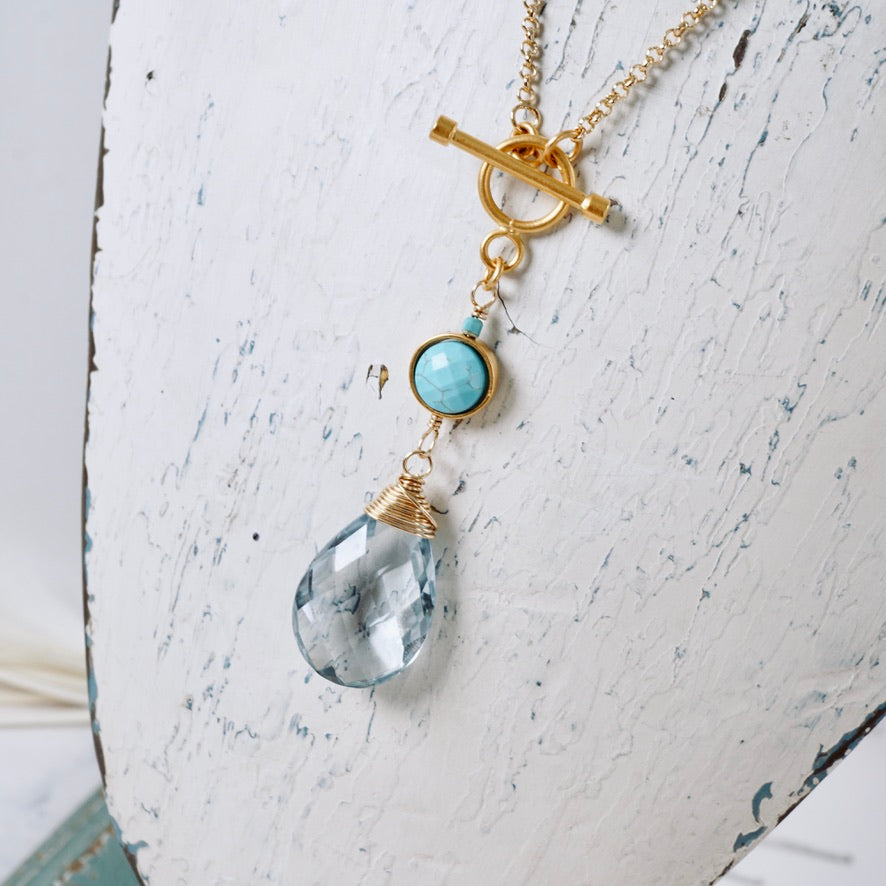 Blue Topaz & Turquoise Toggle Pendant