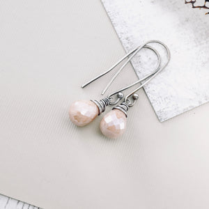 TN Diamond Coated Rose Quartz Long Earrings (SS)