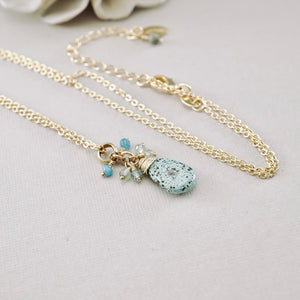 TN Turquoise & Aquamarine Charm Pendant (Gold-filled)