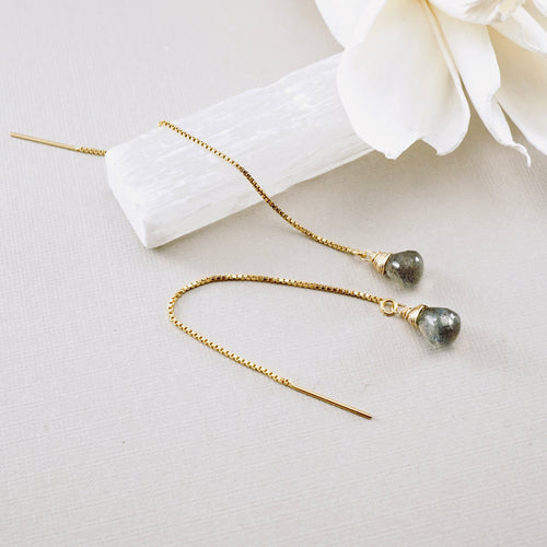 TN Labradorite Threader Box Chain Earrings (GF)