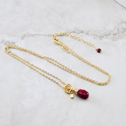 Natural Ruby Drop Pendant