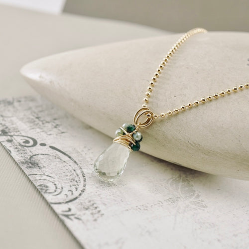 TN Petite Green Amethyst Wrap Pendant (Gold-filled)