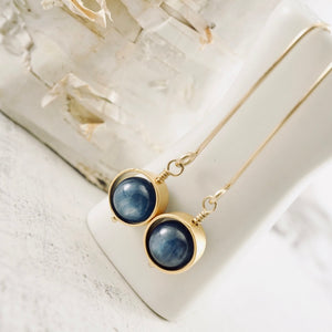 TN Blue Kyanite Globe Earrings (Gold-filled)