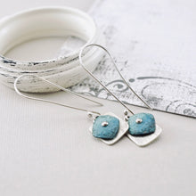 Load image into Gallery viewer, RH - Retro Petite Square Long Earrings (Silver &amp; Turquoise)