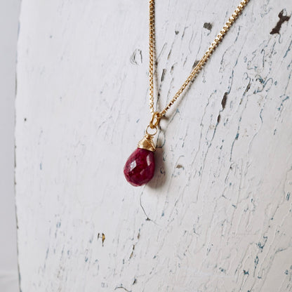 Petite Natural Ruby Drop Earrings