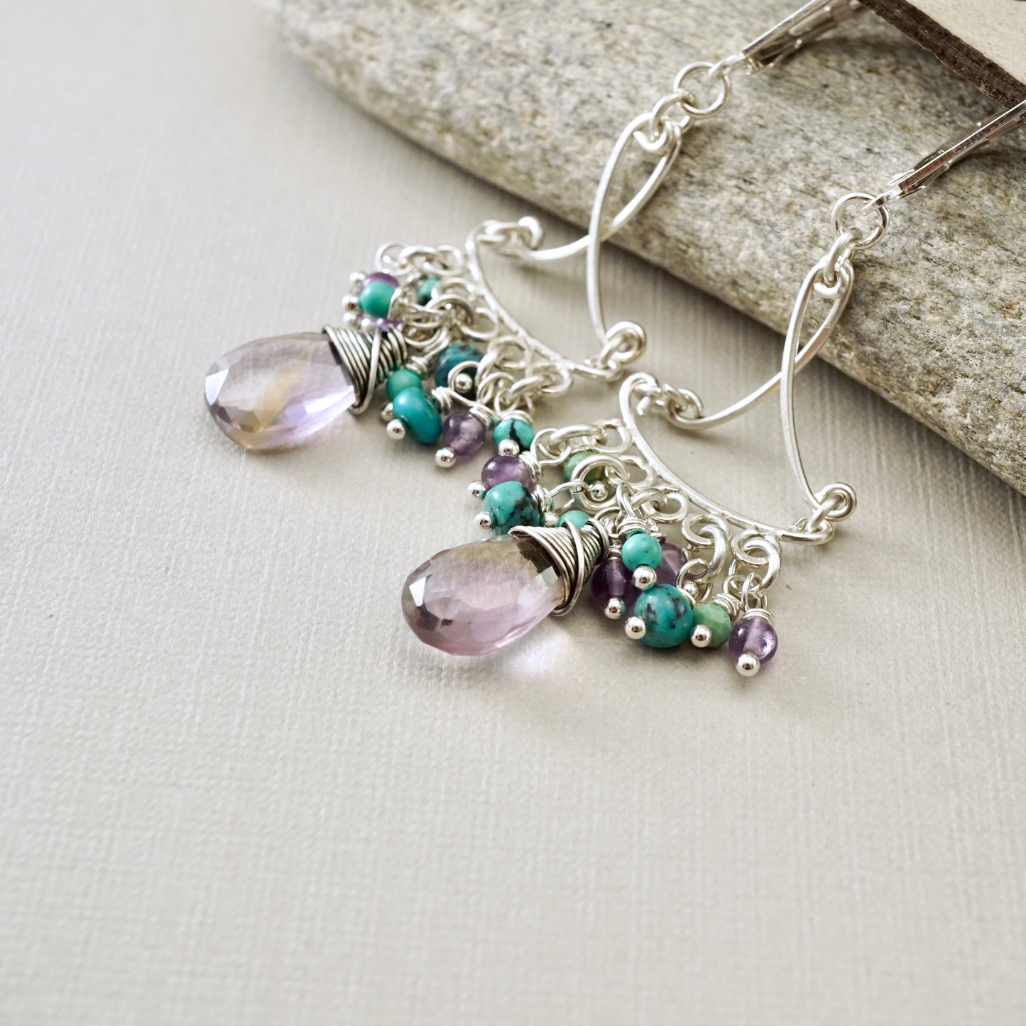 Ametrine Bouquet Chandelier Earrings