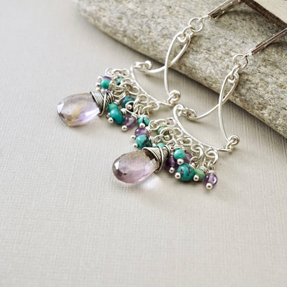 Ametrine Bouquet Chandelier Earrings