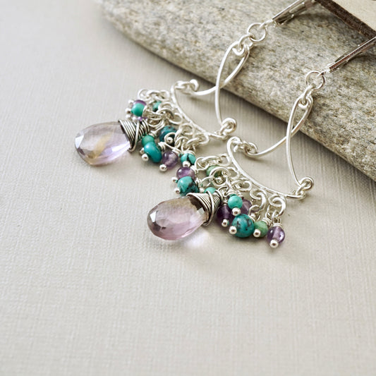 Ametrine Bouquet Chandelier Earrings