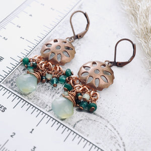TN Green Mexican Sun Chandelier Earrings (Copper)