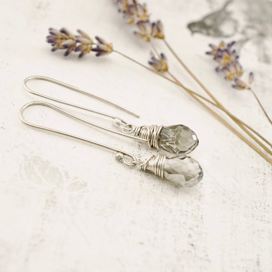 Smoky Crystal Drop Earrings - (Long)