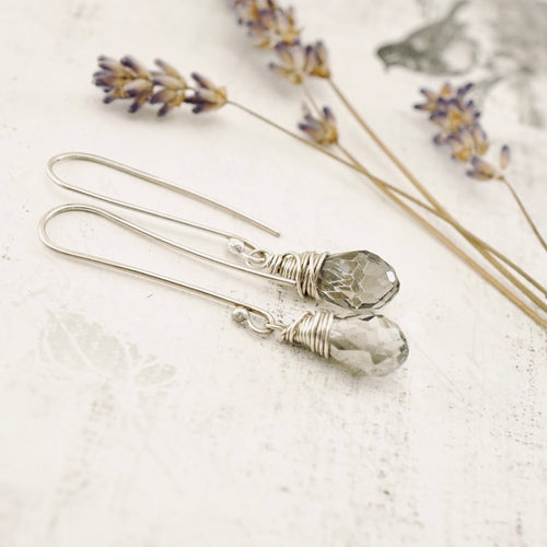 TN Smoky Crystal Drop Earrings - Sterling (Long)