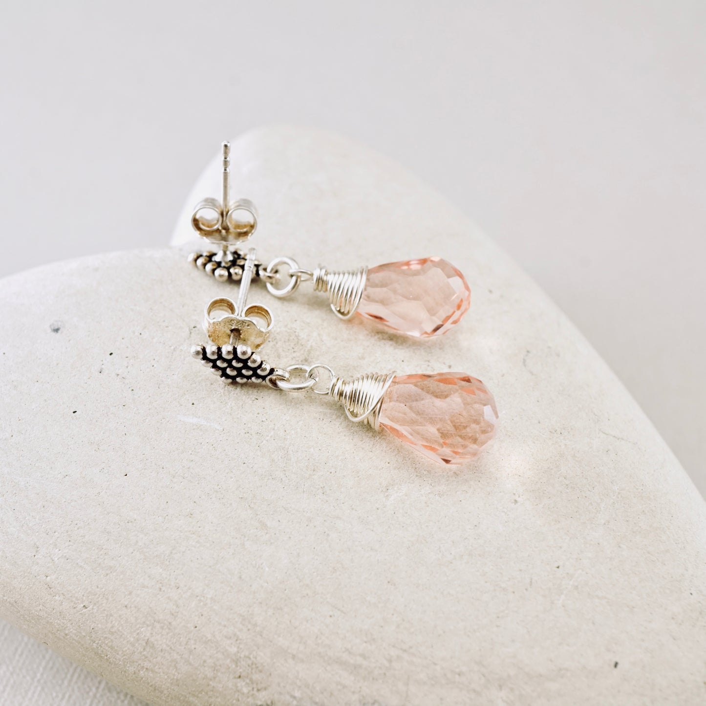 Pink Crystal Textured Post Earrings