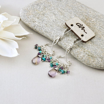 Ametrine Bouquet Chandelier Earrings