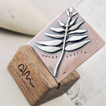 Load image into Gallery viewer, Inspirational Tile – “Never Settle” (Walnut Stand included)