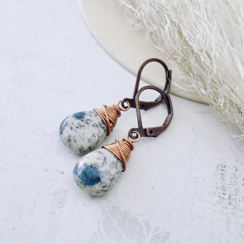 TN K2 Azurite Granite Drop Earrings (Copper)