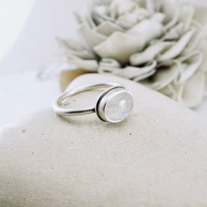 AM – Moonstone Stacking Ring (SS) (Size: 8)