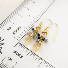 Load image into Gallery viewer, TN Citrine &amp; Lapis Cluster Earrings (GF)