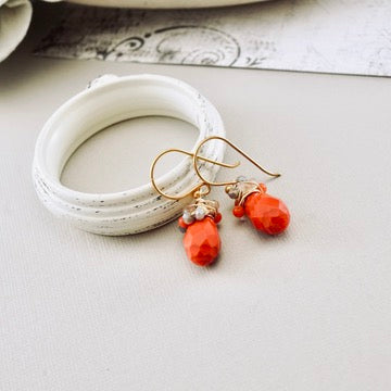 TN Coral Crystal  Nested Earrings (Gold-vermeil)
