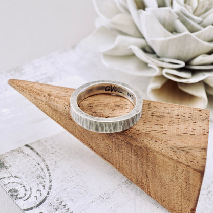 Thin Bark Silver Band (Size: 6.5)