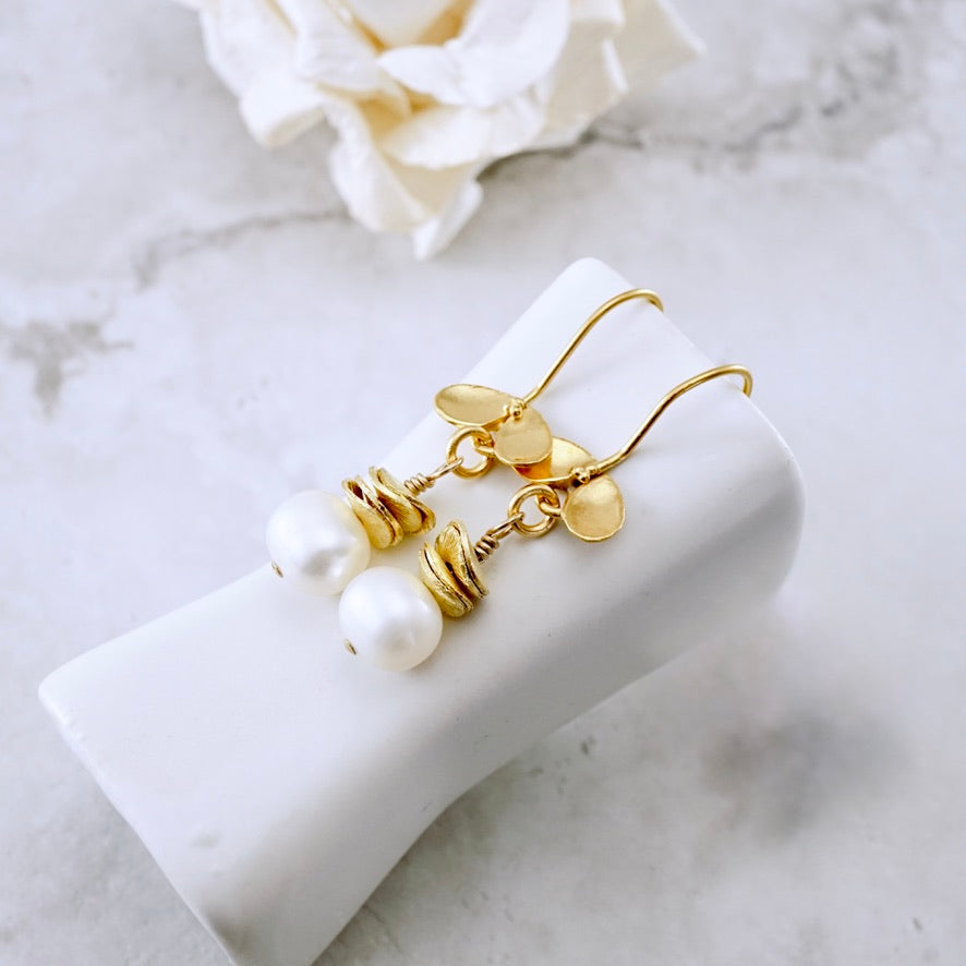 Ladybug Pearl Drop Earrings