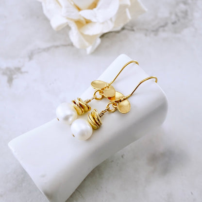 Ladybug Pearl Drop Earrings