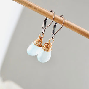 TN Blue Chalcedony Drop Earrings (Copper)