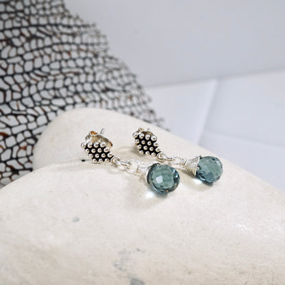 London Blue Topaz Drop Stud Earrings